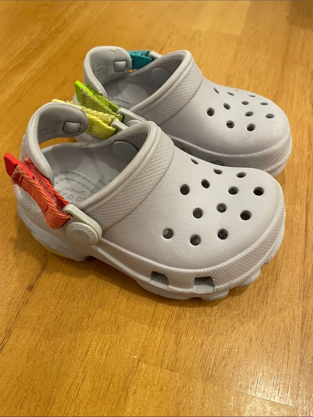 CROCS All Terrain Clogs C5 Grey Toddler Baby Shoes Adjustable Heel Straps